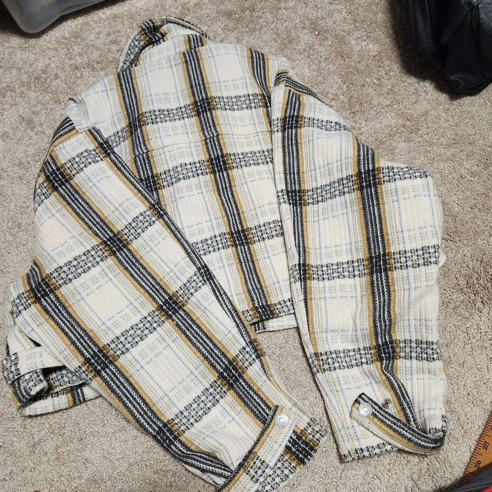Free People We The Free Plaid Wool Blend Shacket‎ Jacket Lined Snap Front M